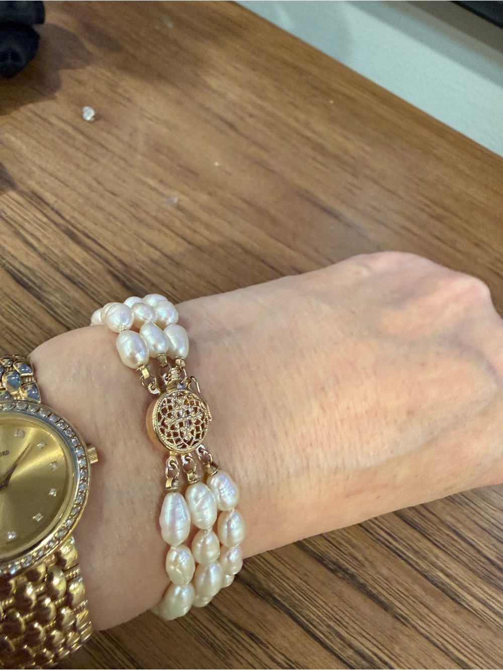 14k Gold Fresh Water Pearl Multi-Strand Bracelet Vintage - Picture 8 of 9